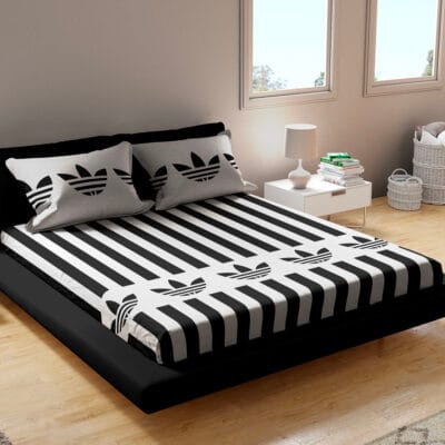 Adidas Black white stripes fitted bedsheet