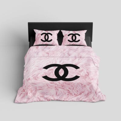 Chanel logo pattern bedsheet pink front