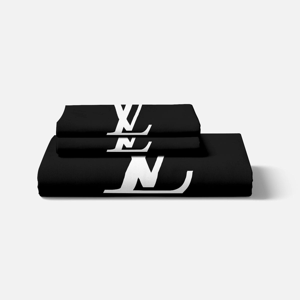 LV logo black bedsheet folded