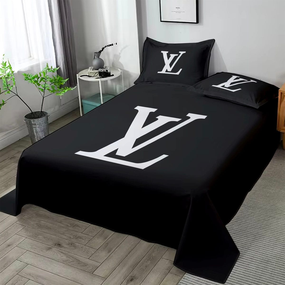 LV logo black bedsheet side