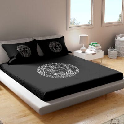 Versace logo black fitted sheet