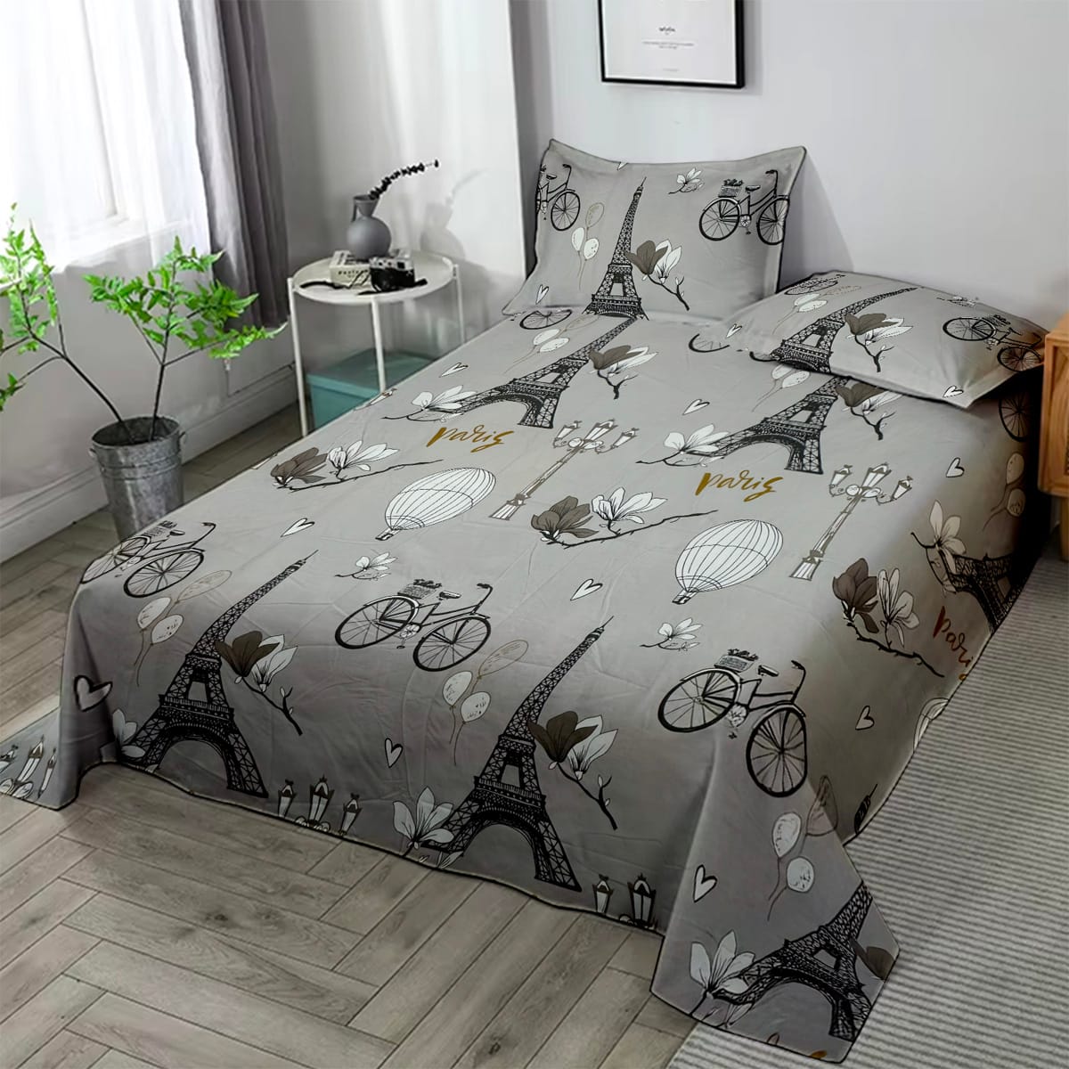 flat-paris-001-grey bedsheet side