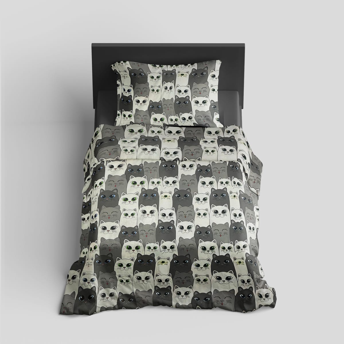 single flat bedsheet kids CatsBlack