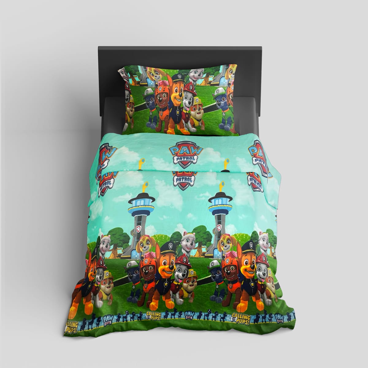 single flat bedsheet kids PawPetrol Green